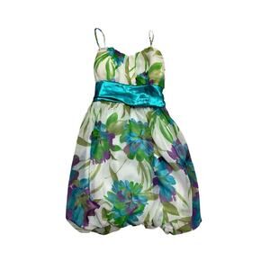 Y2K Classic NWT Floral Spaghetti Strap Mini Satin Tie Dress